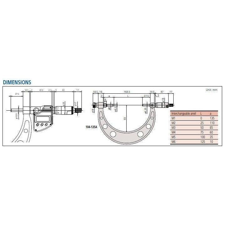 Mitutoyo Outside Micrometer, Series 104 (with interchangeable anvils) | Mitutoyo by KHM Megatools Corp. Mitutoyo Outside Micrometer, Series 104 (with interchangeable anvils) | Mitutoyo by KHM Megatools Corp.